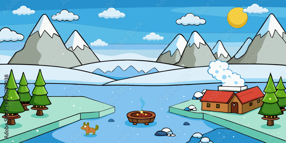 Tundra Scene Vector Illustration Tundra Scene Vector Illustration