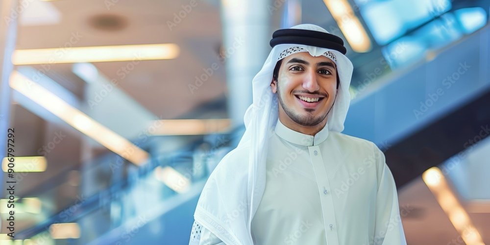 Warm Embrace: Portrait of a Smiling Arab Man in Traditional Garb Warm Embrace: Portrait of a Smiling Arab Man in Traditional Garb