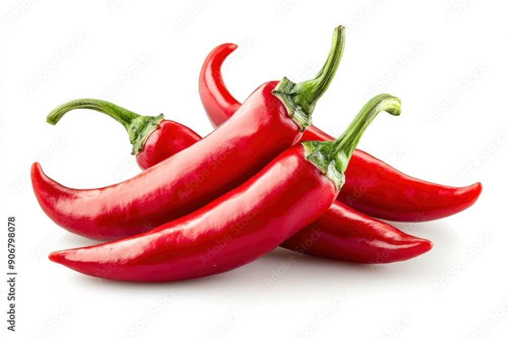 red hot chili peppers isolated on white background, full depth of field , ai red hot chili peppers isolated on white background, full depth of field , ai