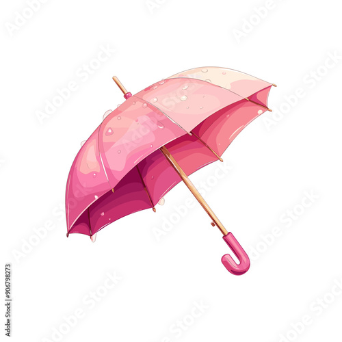 Pink umbrella isolated on white background vector illustration