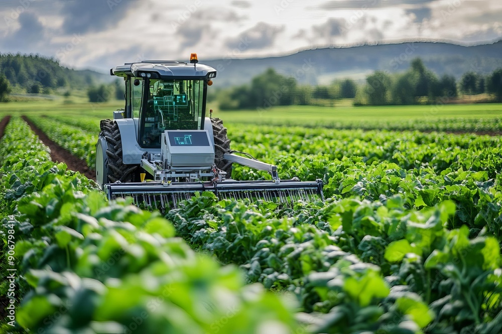 Smart farming with automated equipment, representing tech in agriculture Smart farming with automated equipment, representing tech in agriculture