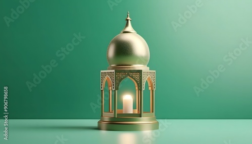 Golden Lantern with Candle