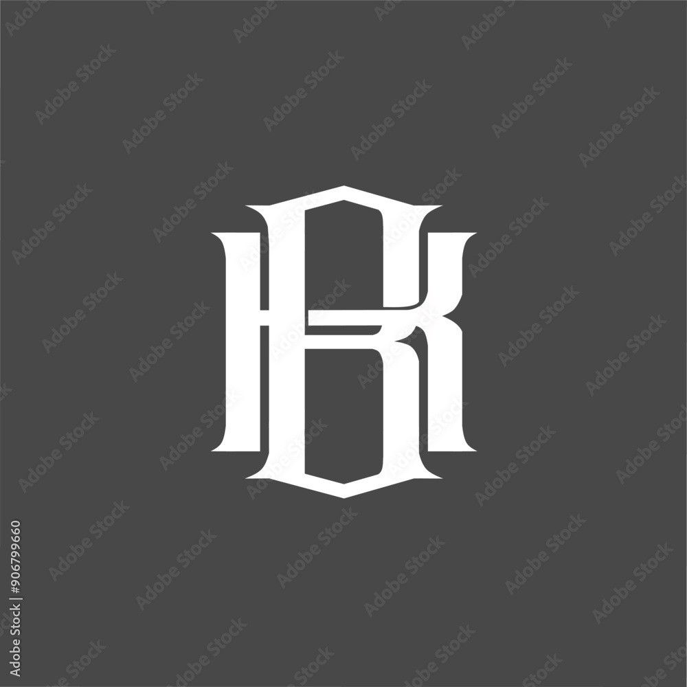 Monogram logo a combination of the letters b and k or the letters k and b Monogram logo a combination of the letters b and k or the letters k and b