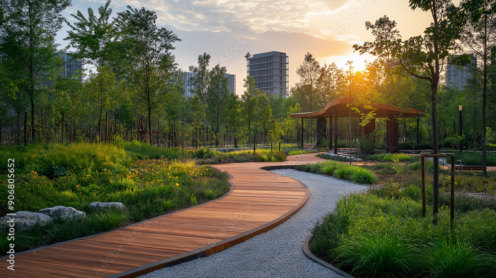Naklejka premium Modern urban park