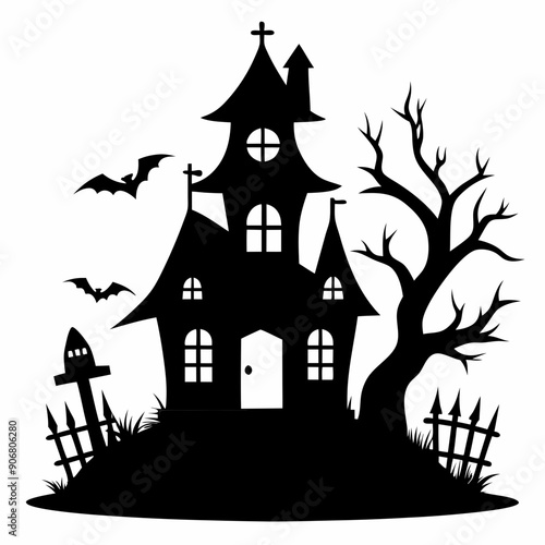 black halloween witch house black silhouette