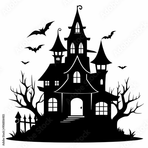 black halloween witch house black silhouette
