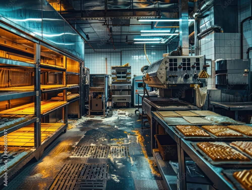 Abandoned Industrial Kitchen with Baking Trays Abandoned Industrial Kitchen with Baking Trays