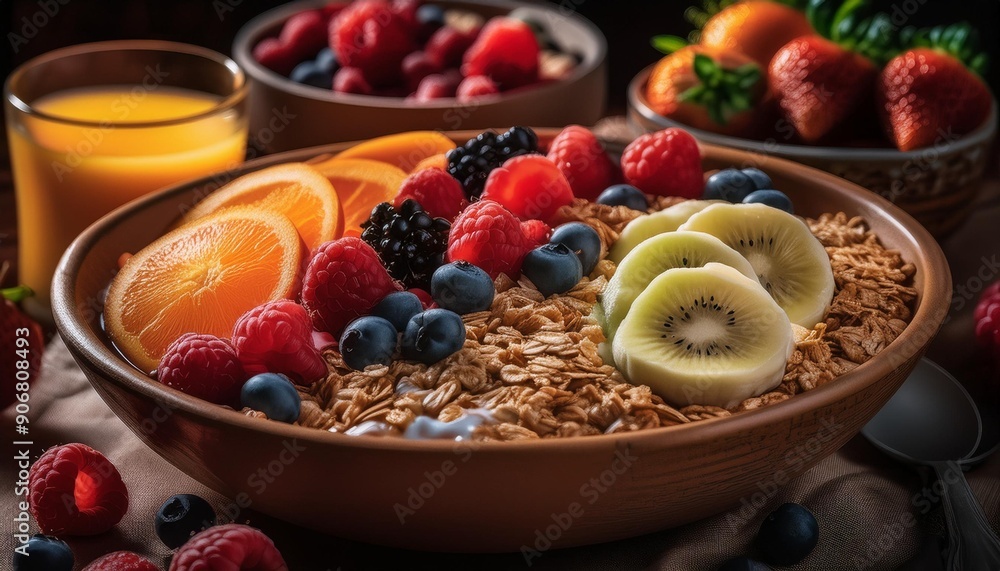 Healthy breakfast with grains and fruits. Healthy breakfast with grains and fruits.