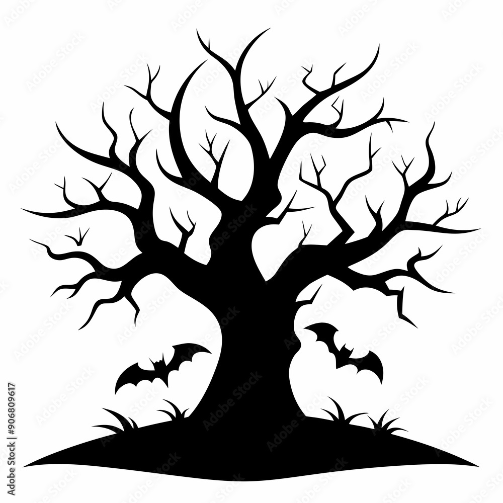 gothic tree for Halloween black silhouette gothic tree for Halloween black silhouette