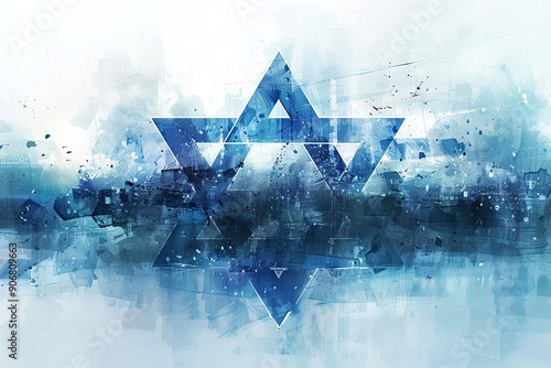 tration of the Israel flag showcases depth and realism, featuring a prominent blue Star of David standing out in the center photo