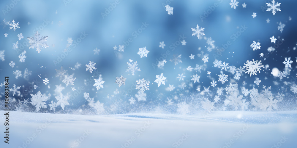 Abstract winter snowflakes wallpaper, intricate crystal structure, blurry background Abstract winter snowflakes wallpaper, intricate crystal structure, blurry background