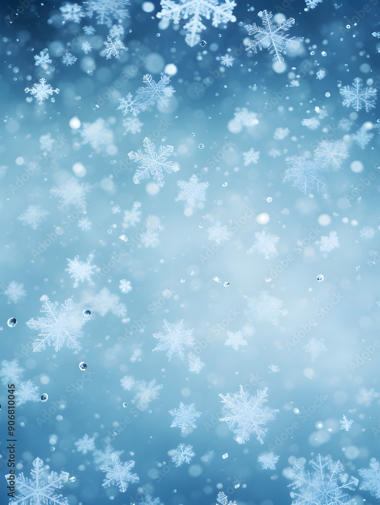 Abstract winter snowflakes wallpaper, intricate crystal structure, blurry background Abstract winter snowflakes wallpaper, intricate crystal structure, blurry background