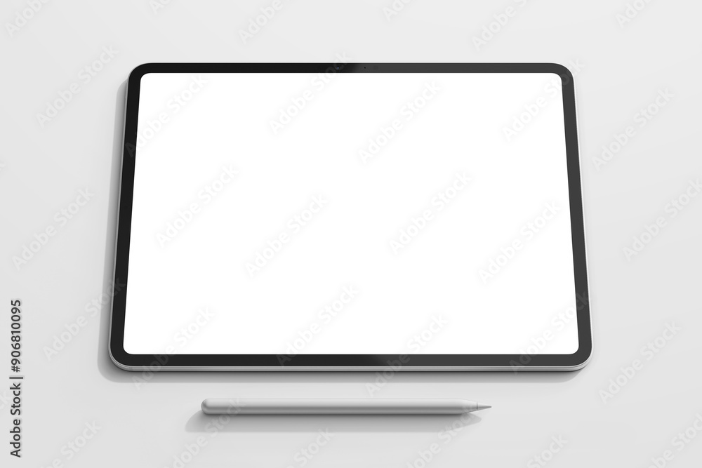 tablet pad pro 13 inch tablet display screen gadget mobile device with digital pencil responsive realistic mockup design template isolated in gray background 3d render illustration top view tablet pad pro 13 inch tablet display screen gadget mobile device with digital pencil responsive realistic mockup design template isolated in gray background 3d render illustration top view