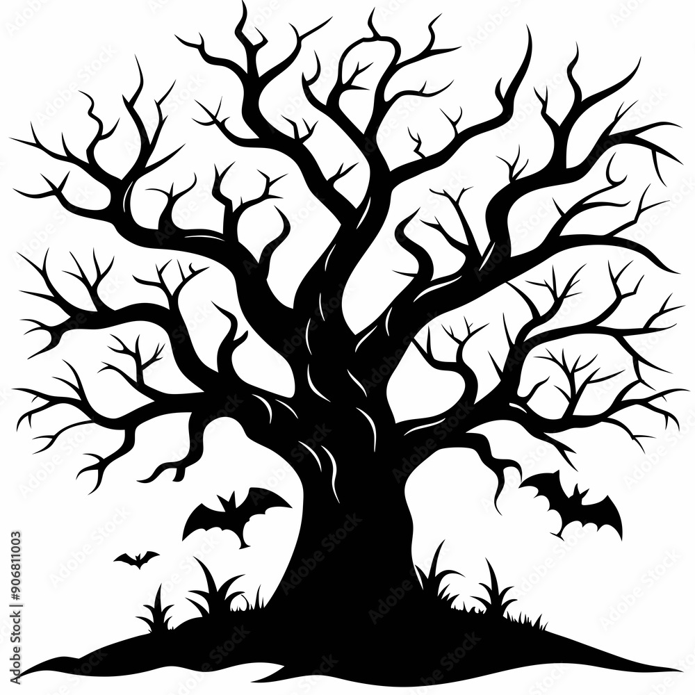 gothic tree for Halloween black silhouette gothic tree for Halloween black silhouette
