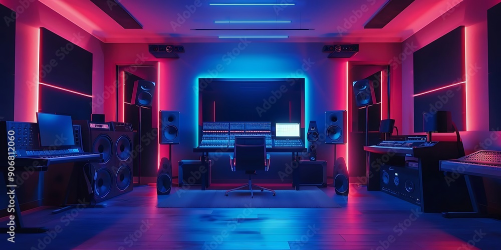 Professional Music Studio with Neon Lights Professional Music Studio with Neon Lights