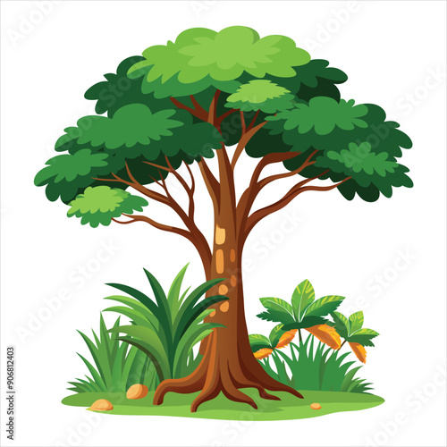 A tree in a tropical rainforest illustration vector