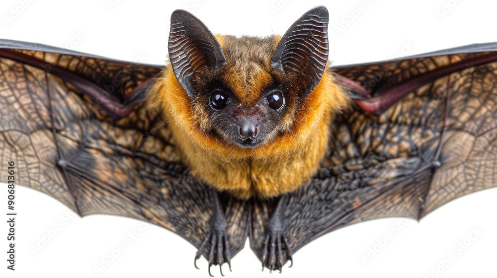 Obraz premium Close-up of a Bat with Spread Wings