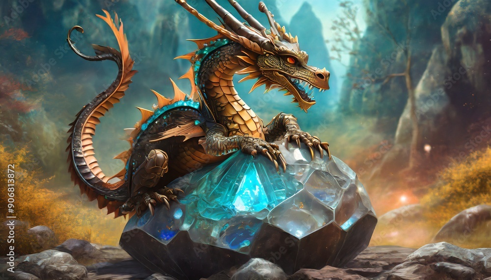 Fototapeta premium dragon statue at night