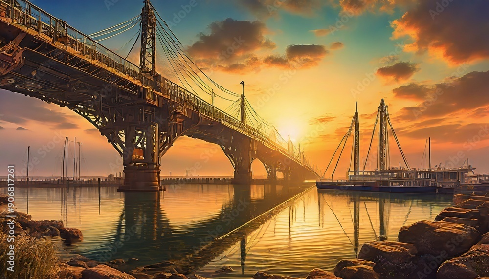 Fototapeta premium bridge at sunset