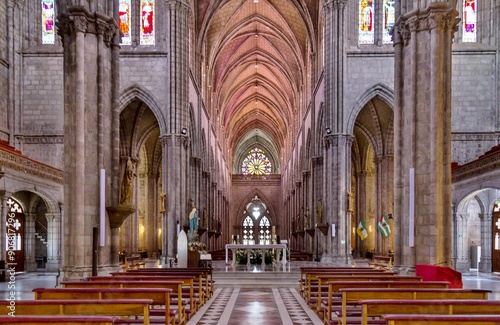 The Basilica del Voto Nacional, a Catholic Cathedral, begun in 1887, Quito, Ecuador, South America photo