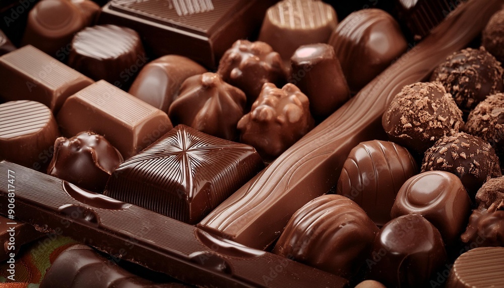 Obraz premium Decadent chocolate assortment with rich textures.