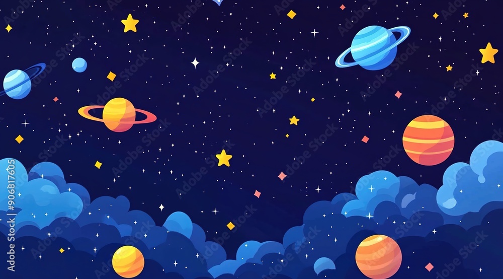 ポップな宇宙のイラスト背景 ポップな宇宙のイラスト背景