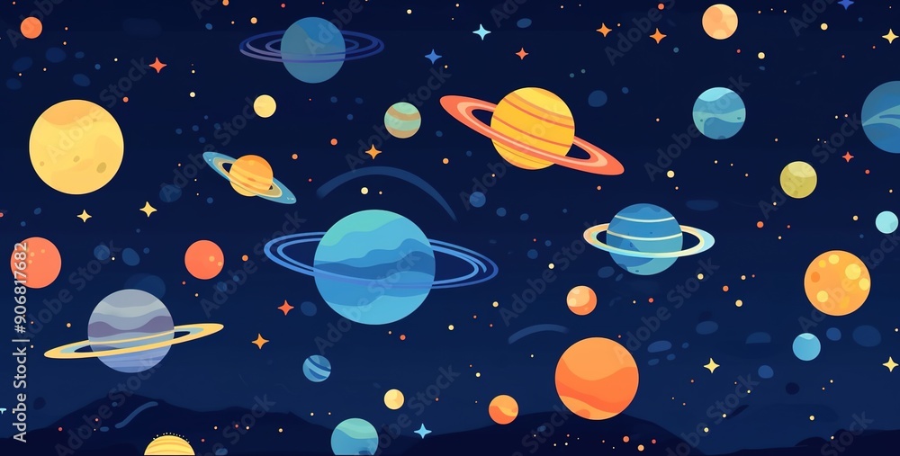 ポップな宇宙のイラスト背景 ポップな宇宙のイラスト背景