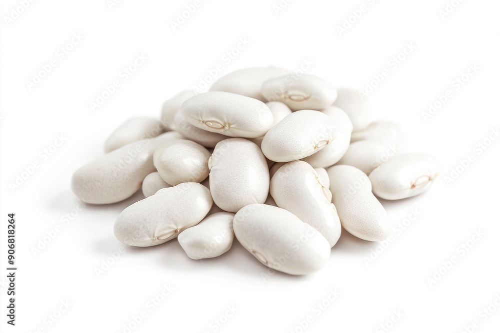 white Kidney beans, isolated on white background, full depth of field, ai white Kidney beans, isolated on white background, full depth of field, ai
