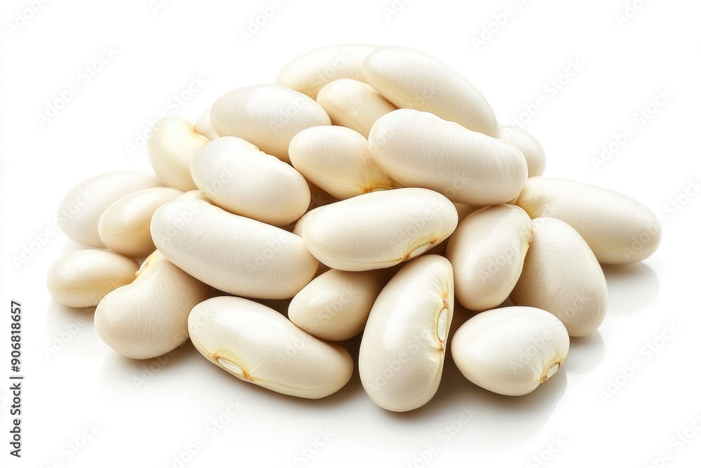 white Kidney beans, isolated on white background, full depth of field, ai white Kidney beans, isolated on white background, full depth of field, ai