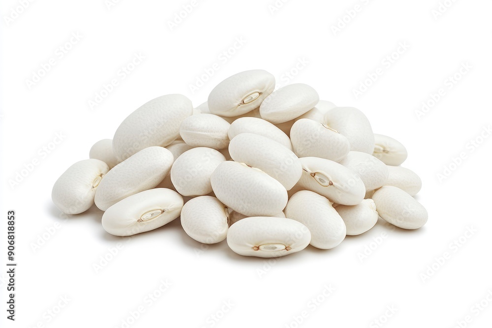 white Kidney beans, isolated on white background, full depth of field, ai white Kidney beans, isolated on white background, full depth of field, ai