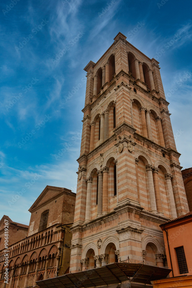 Bell tower, Cathedral of San Giorgio, Ferrara, Emilia Romagna, Italy, Europe Bell tower, Cathedral of San Giorgio, Ferrara, Emilia Romagna, Italy, Europe
