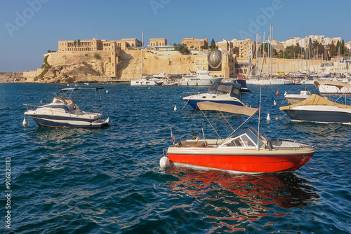 Malta, Europe - Birgu and Isla and the connecting Bormla are much less visited cities than the capital of the island, located on the other side of the Grand Harbour Bay #906821813