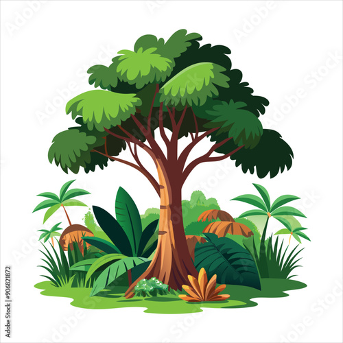 A tree in a tropical rainforest illustration vector