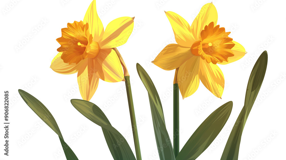 Two yellow and white flowers are in a vase isolated on a transparent background Two yellow and white flowers are in a vase isolated on a transparent background
