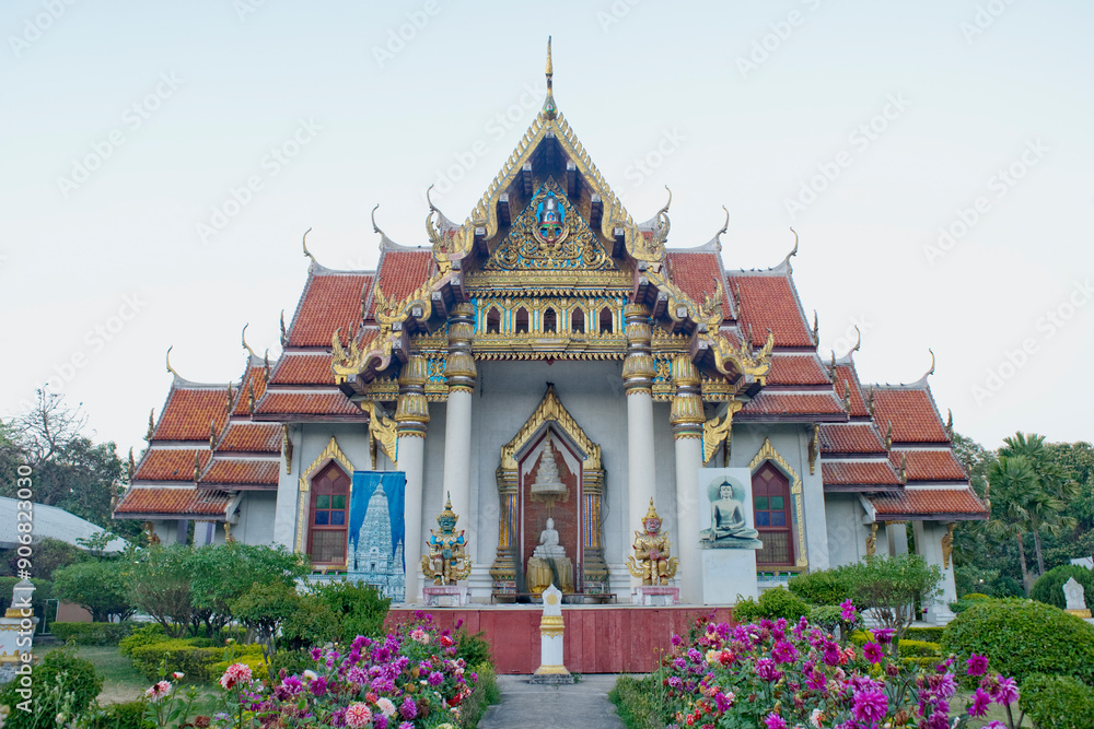 The rear entrance to the Thai Buddhist Watthai Temple, Bodh Gaya, Bihar, India, Asia The rear entrance to the Thai Buddhist Watthai Temple, Bodh Gaya, Bihar, India, Asia