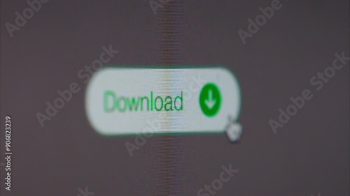 3 close up clips, clicking a green download button