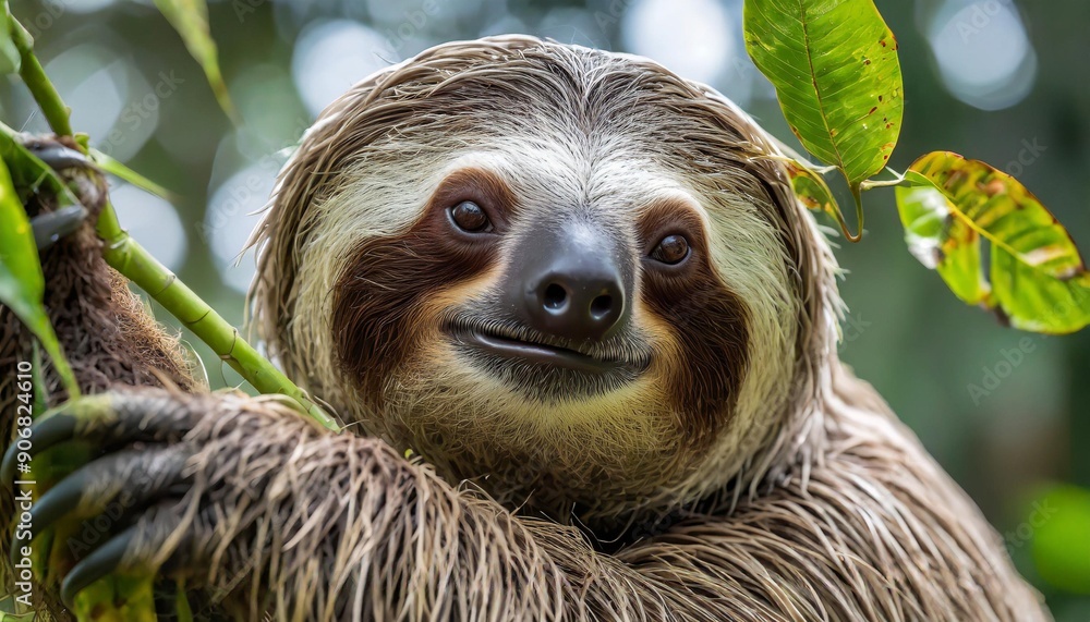 Closeup view of a beautiful Sloth in Costa Rica in its natural habitat Closeup view of a beautiful Sloth in Costa Rica in its natural habitat