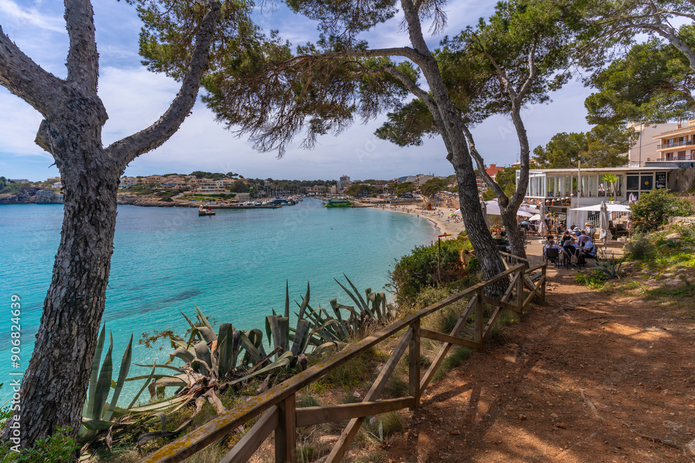 View of waterside restaurant in Parc de Portocristo, Porto Cristo, Majorca, Balearic Islands, Spain, Mediterranean, Europe View of waterside restaurant in Parc de Portocristo, Porto Cristo, Majorca, Balearic Islands, Spain, Mediterranean, Europe