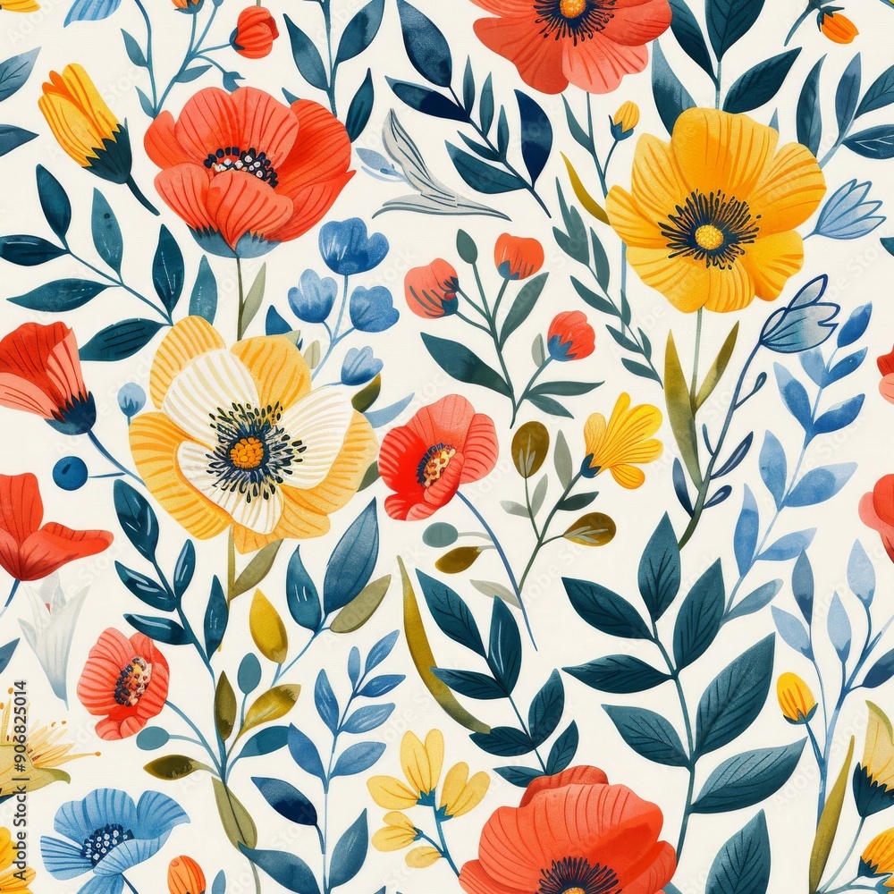 Seamless floral pattern with poppies. illustration. Seamless floral pattern with poppies. illustration.