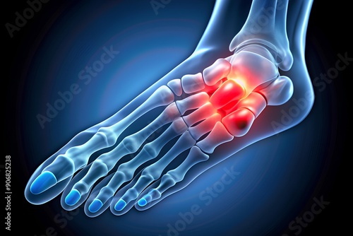 Foot Injury Highlighted with X-ray. Understanding Bone Health and Fractures