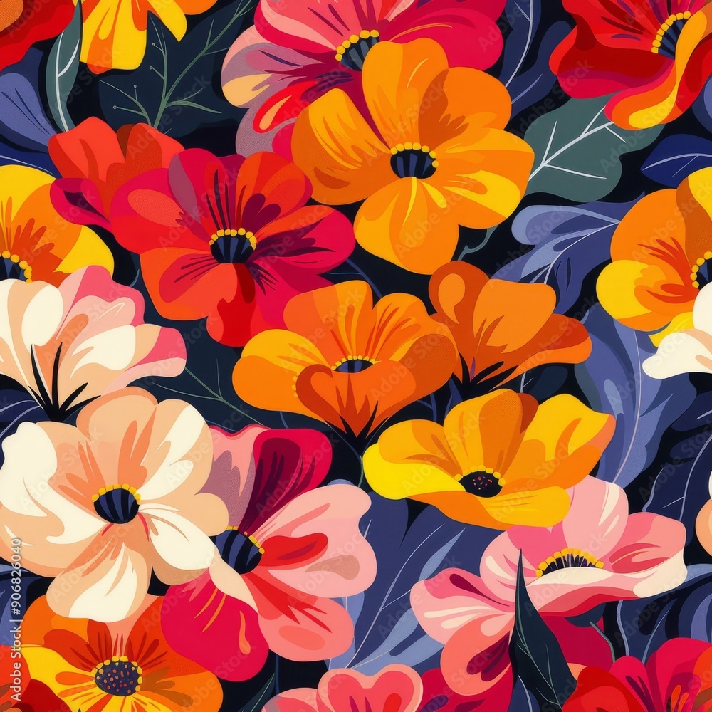 Seamless pattern with colorful poppies. illustration. Seamless pattern with colorful poppies. illustration.