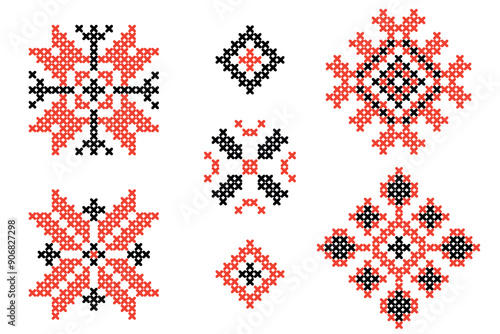 A set of elements of the Ukrainian national ornament