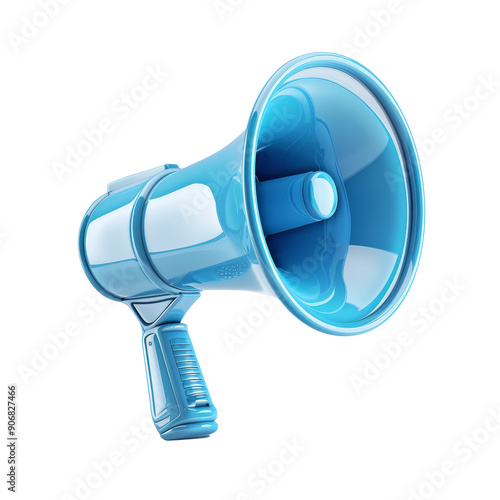 Turquoise megaphone isolated on a white background. Concept of communication and announcements. photo