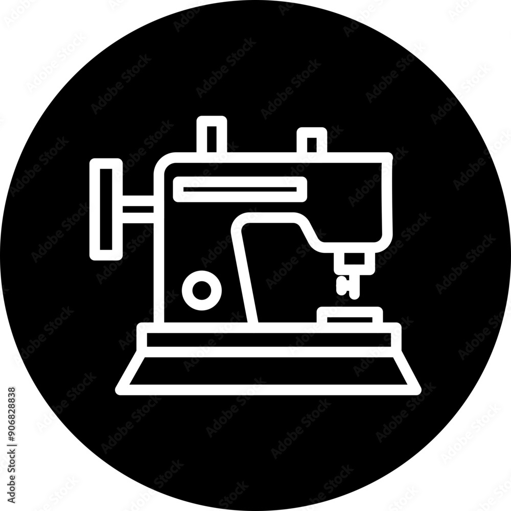 Sewing Machine Vector Line White Circle Black Sewing Machine Vector Line White Circle Black