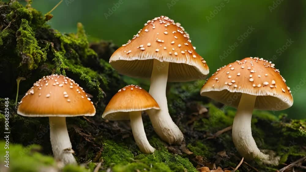 Mushrooms performing a synchronized dance Mushrooms performing a synchronized dance