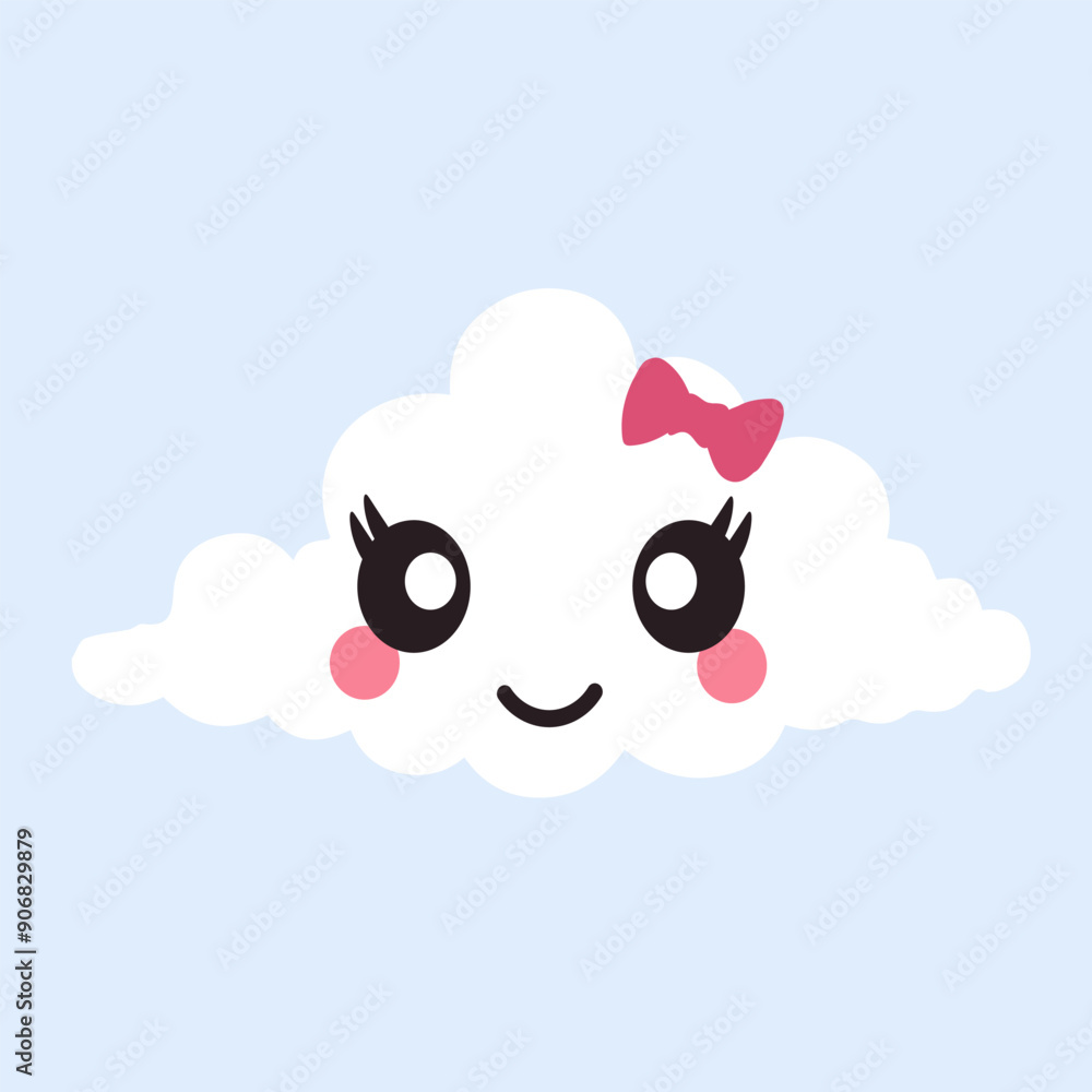 Cute cloud character. Smiling cloud face. Vector illustration in flat style Cute cloud character. Smiling cloud face. Vector illustration in flat style