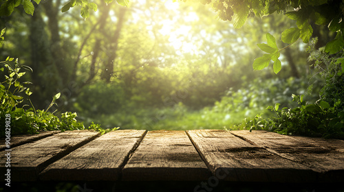 Summer Time Table Setup in a Forest with Free Space for Decoration