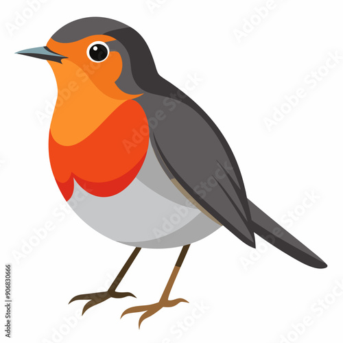 Robin on a branch, robin vector illustration, robin vector art, robin silhouette, bird vector icon, eps