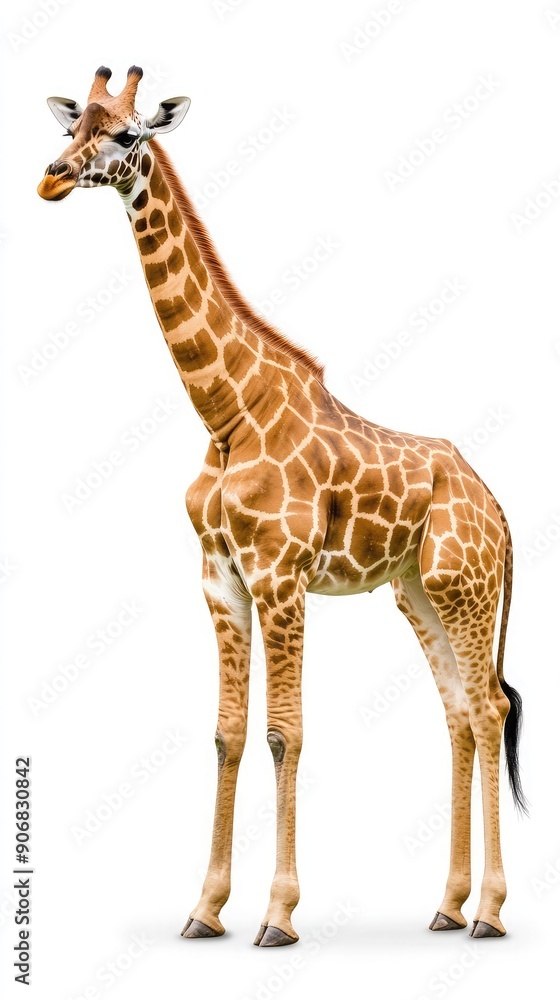 Obraz premium Majestic Giraffe Standing Gracefully Against A White Background