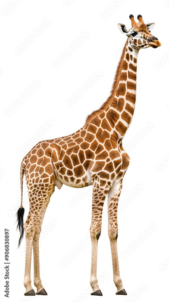 Obraz premium Majestic Giraffe Standing Gracefully Against A Plain Background